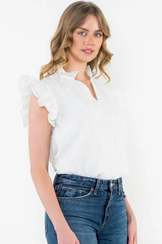 Flutter Sleeve Textured Top