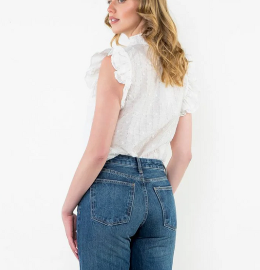 Flutter Sleeve Textured Top