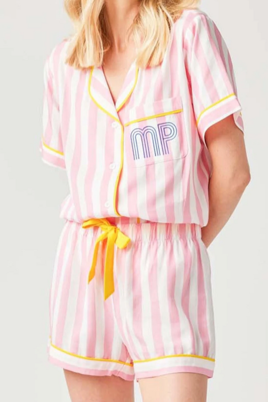 Retro Stripe Pajama Shorts Set