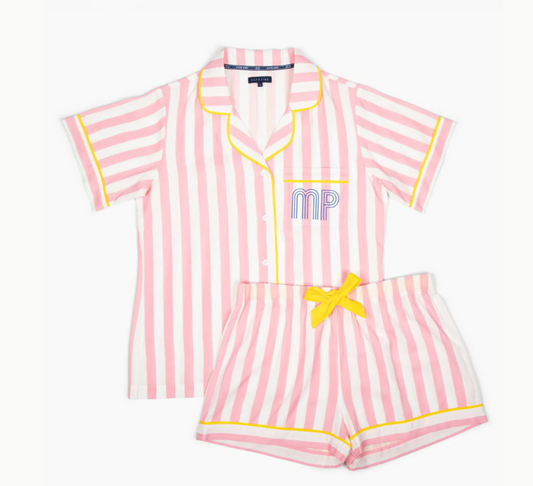 Retro Stripe Pajama Shorts Set