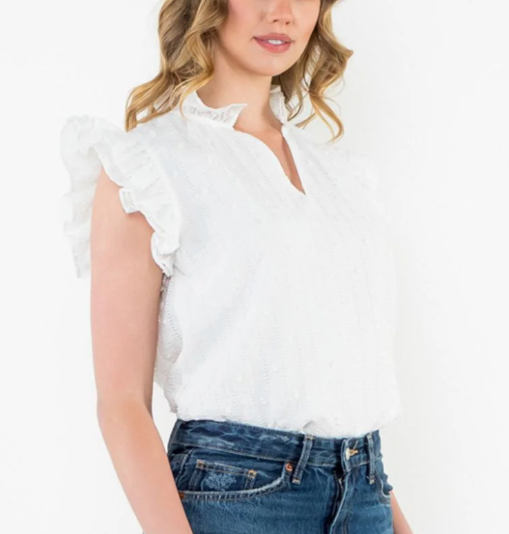 Flutter Sleeve Textured Top